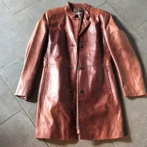 Italian Leather long jacket XL
